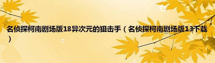 名侦探柯南剧场版18异次元的狙击手（名侦探柯南剧场版13下载）