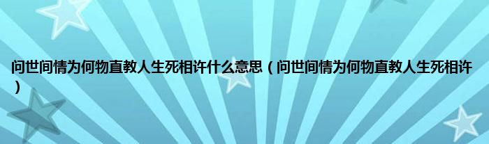 问世间情为何物直教人生死相许是什么意思（问世间情为何物直教人生死相许）