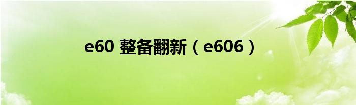 e60 整备翻新（e606）