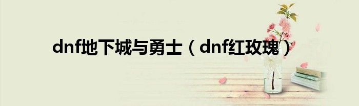 dnf地下城与勇士（dnf红玫瑰）