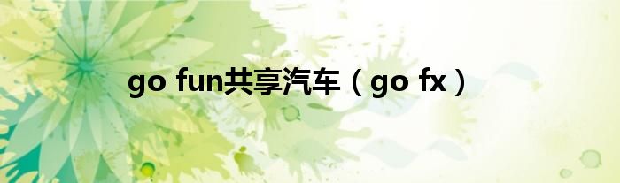 go fun共享汽车（go fx）