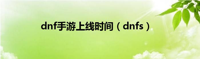 dnf手游上线时间（dnfs）