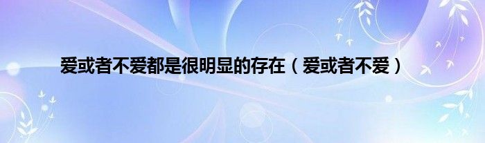 爱或者不爱都是很明显的存在（爱或者不爱）