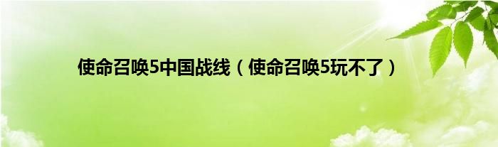 使命召唤5中国战线（使命召唤5玩不了）