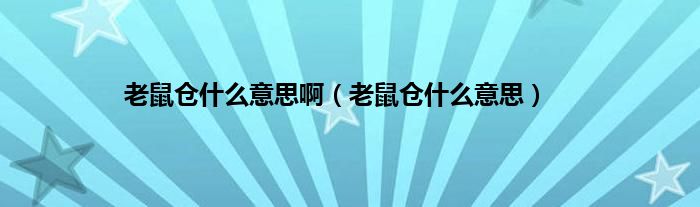 老鼠仓是什么意思啊（老鼠仓是什么意思）