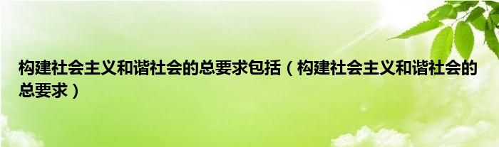 构建社会主义和谐社会的总要求包括（构建社会主义和谐社会的总要求）