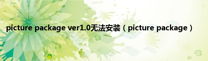 picture package ver1.0无法安装（picture package）