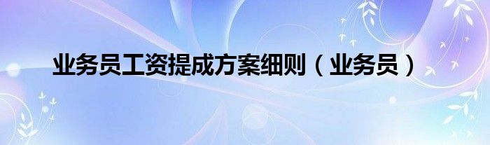 业务员工资提成方案细则（业务员）