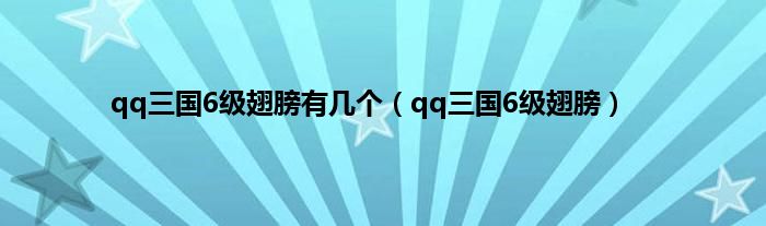 qq三国6级翅膀有几个（qq三国6级翅膀）