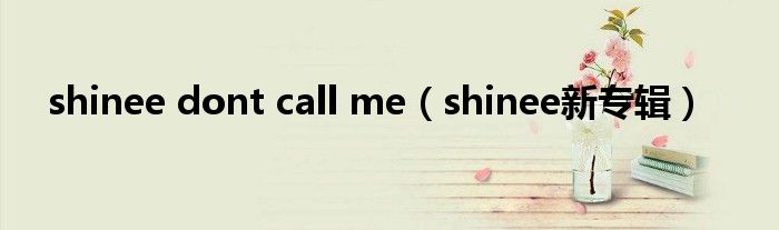 shinee dont call me（shinee新专辑）