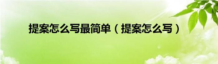 提案怎么写最简单（提案怎么写）