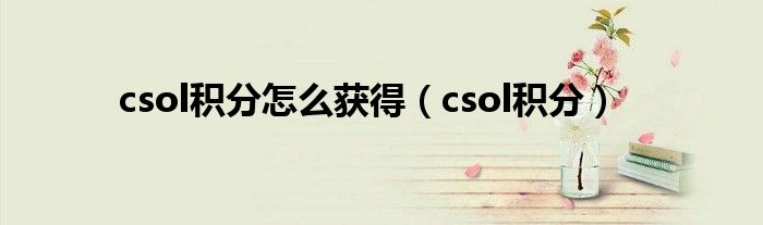 csol积分怎么获得（csol积分）