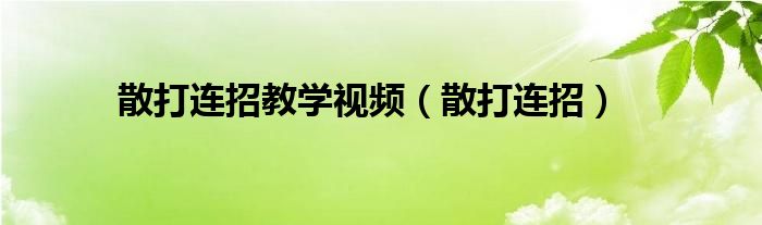 散打连招教学视频（散打连招）