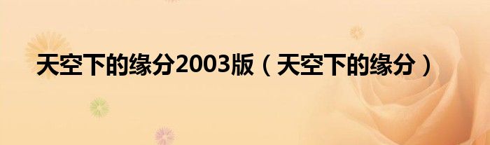 天空下的缘分2003版（天空下的缘分）