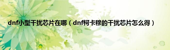 dnf小型干扰芯片在哪（dnf柯卡穆的干扰芯片怎么得）