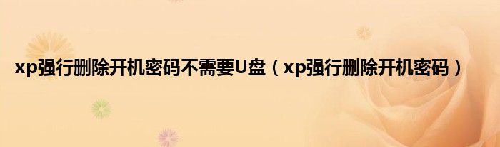 xp强行删除开机密码不需要U盘（xp强行删除开机密码）