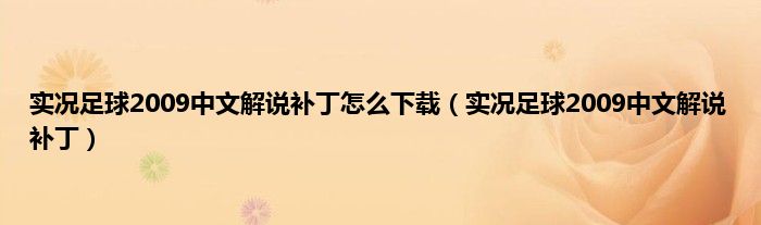 实况足球2009中文解说补丁怎么下载（实况足球2009中文解说补丁）