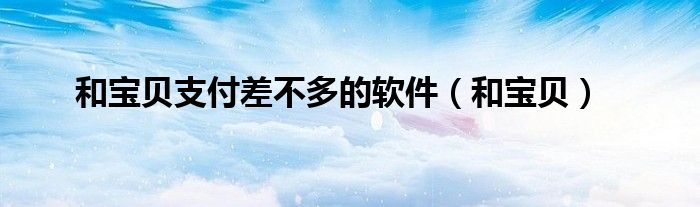 和宝贝支付差不多的软件（和宝贝）