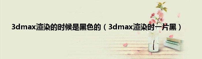 3dmax渲染的时候是黑色的（3dmax渲染时一片黑）