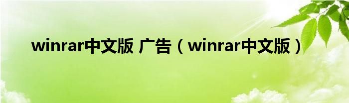 winrar中文版 广告（winrar中文版）