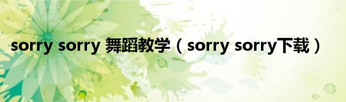 sorry sorry 舞蹈教学（sorry sorry下载）