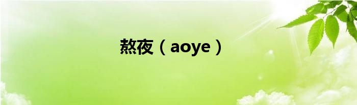 熬夜（aoye）