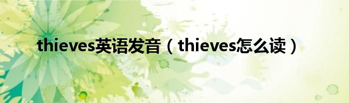 thieves英语发音（thieves怎么读）