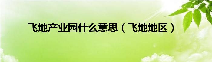 飞地产业园是什么意思（飞地地区）