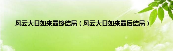 风云大日如来最终结局（风云大日如来最后结局）