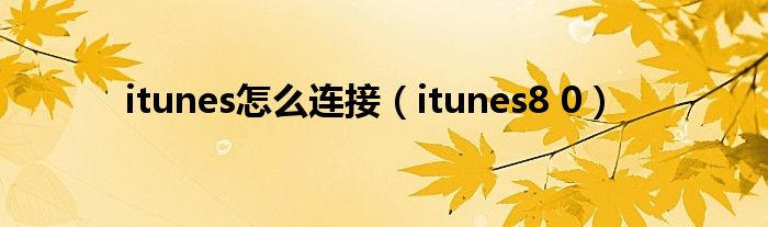 itunes怎么连接（itunes8 0）