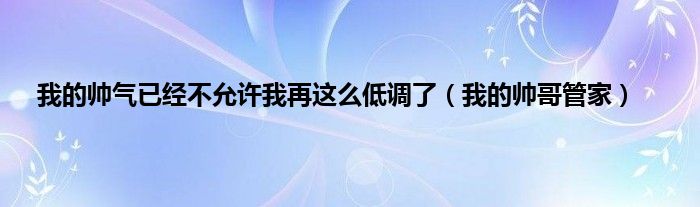 我的帅气已经不允许我再这么低调了（我的帅哥管家）