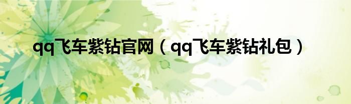 qq飞车紫钻官网（qq飞车紫钻礼包）