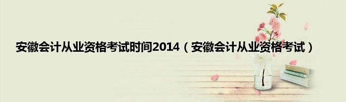 安徽会计从业资格考试时间2014（安徽会计从业资格考试）