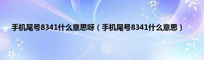 手机尾号8341是什么意思呀（手机尾号8341是什么意思）