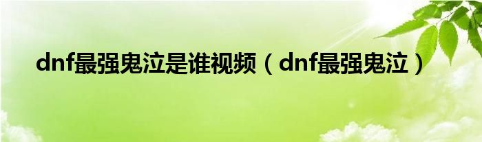 dnf最强鬼泣是谁视频（dnf最强鬼泣）