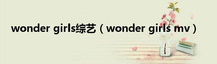 wonder girls综艺（wonder girls mv）