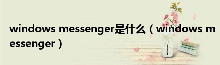 windows messenger是是什么（windows messenger）