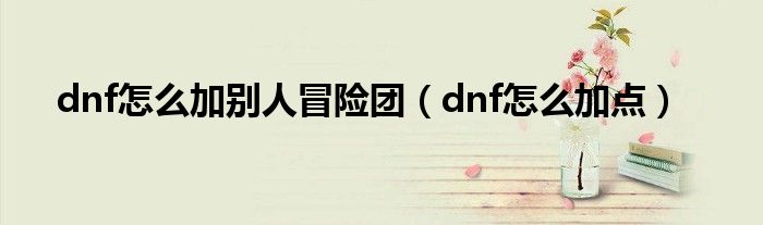 dnf怎么加别人冒险团（dnf怎么加点）