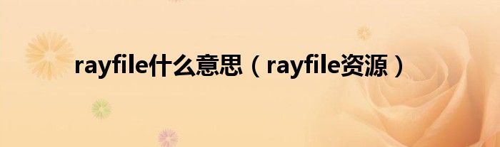 rayfile是什么意思（rayfile资源）