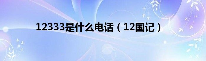 12333是是什么电话（12国记）