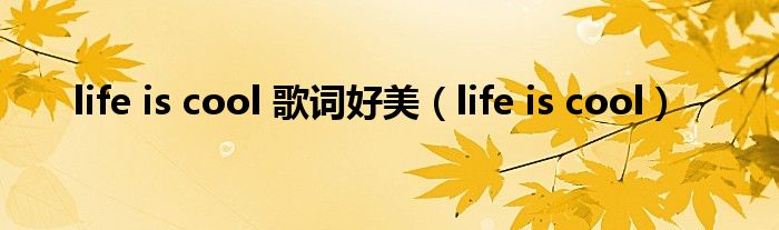 life is cool 歌词好美（life is cool）