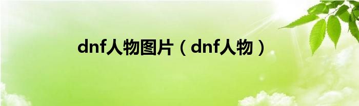 dnf人物图片（dnf人物）