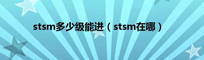 stsm多少级能进（stsm在哪）