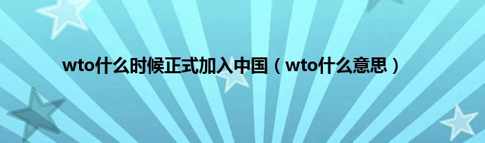 wto是什么时候正式加入中国（wto是什么意思）