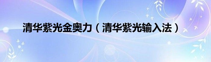 清华紫光金奥力（清华紫光输入法）