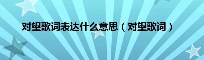 对望歌词表达是什么意思（对望歌词）