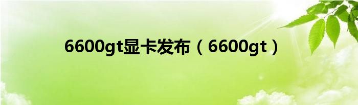 6600gt显卡发布（6600gt）