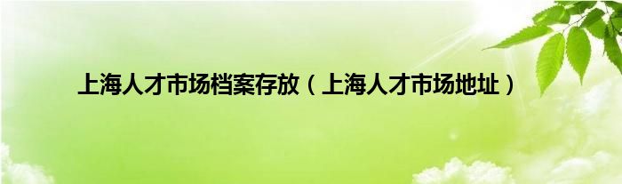 上海人才市场档案存放（上海人才市场地址）