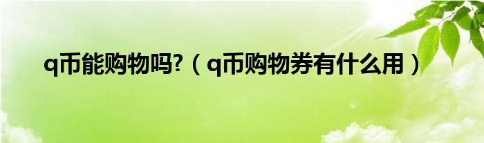 q币能购物吗?（q币购物券有是什么用）