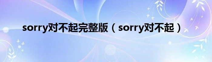 sorry对不起完整版（sorry对不起）